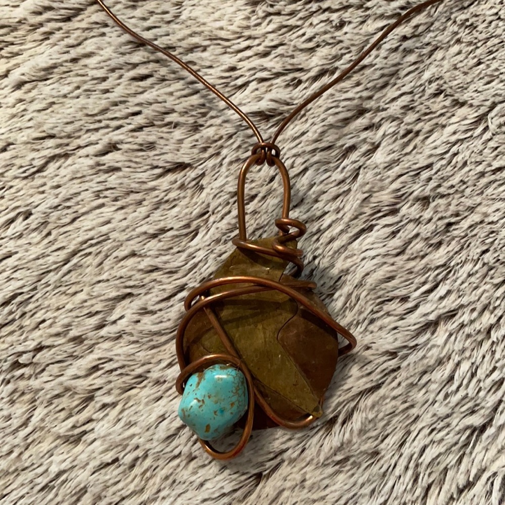 Custom turquoise and copper necklace